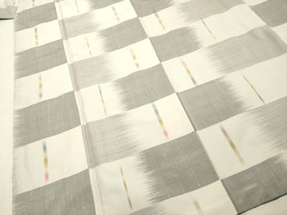 平和屋着物●上質な紬　変わり格子　正絹　逸品　DAAR4506tw