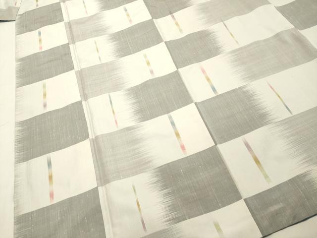 平和屋着物●上質な紬　変わり格子　正絹　逸品　DAAR4506tw
