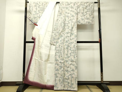 平和屋着物●本場大島紬 白大島 7マルキ 枝葉文 正絹 逸品 DAAR4508tw