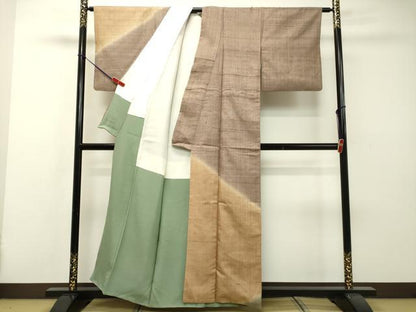 平和屋着物●訪問着 紬 霞文 暈し染め 正絹 逸品 DAAR4511tw