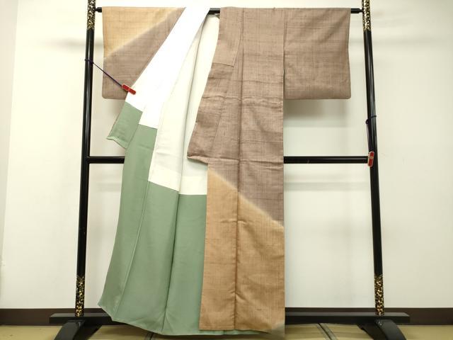 平和屋着物●訪問着 紬 霞文 暈し染め 正絹 逸品 DAAR4511tw