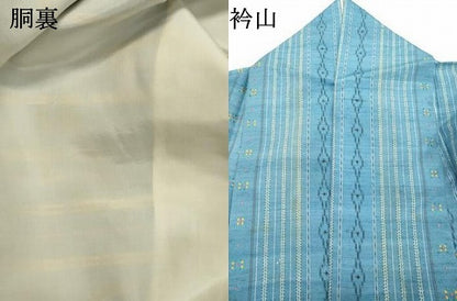 平和屋着物●上質な紬　花織　間道　正絹　逸品　DAAR4519tw
