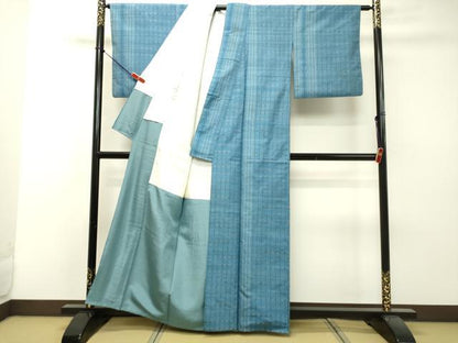 平和屋着物●上質な紬　花織　間道　正絹　逸品　DAAR4519tw