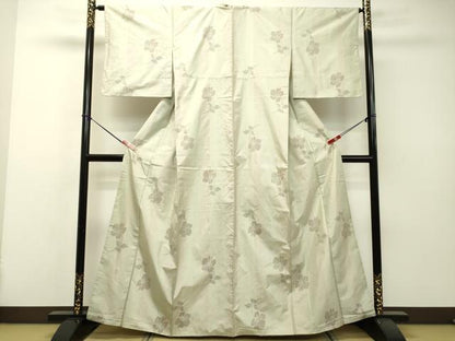 平和屋着物●本場大島紬 白大島 草花文 正絹 逸品 DAAR4520tw