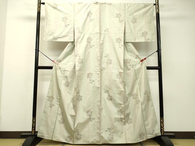 平和屋着物●本場大島紬 白大島 草花文 正絹 逸品 DAAR4520tw