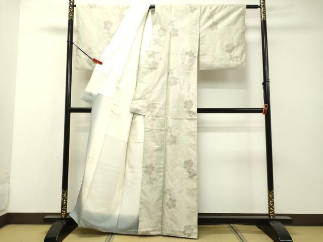 平和屋着物●本場大島紬 白大島 草花文 正絹 逸品 DAAR4520tw