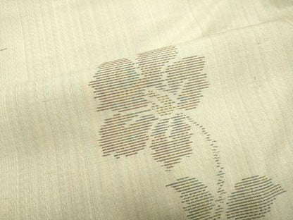 平和屋着物●本場大島紬 白大島 草花文 正絹 逸品 DAAR4520tw