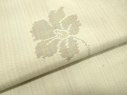 平和屋着物●本場大島紬 白大島 草花文 正絹 逸品 DAAR4520tw