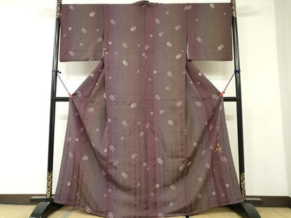 平和屋着物▽上質な小紋　単衣　花織　七宝間道　暈し染め　金彩　さが美扱い　正絹　逸品　DAAR4926ya