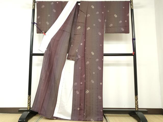 平和屋着物▽上質な小紋　単衣　花織　七宝間道　暈し染め　金彩　さが美扱い　正絹　逸品　DAAR4926ya