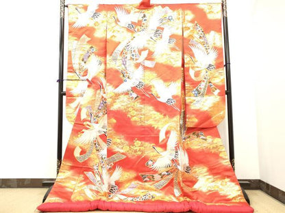 平和屋本店▼色打掛　和装　婚礼　結婚式　花嫁　神社挙式　刺繍　束ね熨斗飛鶴文　金糸　逸品　DAAR4996ya