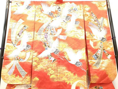 平和屋本店▼色打掛　和装　婚礼　結婚式　花嫁　神社挙式　刺繍　束ね熨斗飛鶴文　金糸　逸品　DAAR4996ya