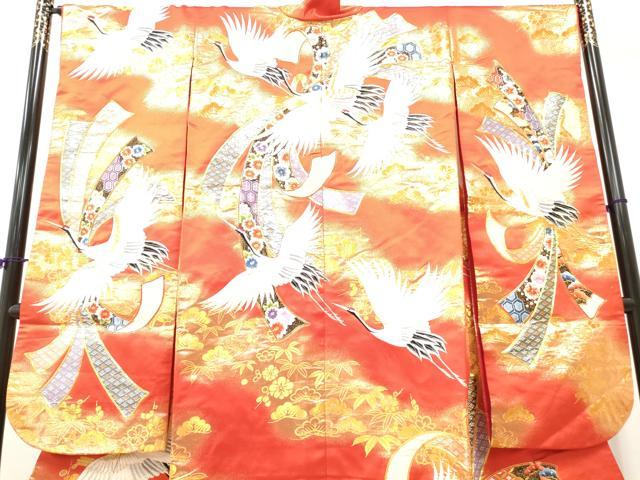 平和屋本店▼色打掛　和装　婚礼　結婚式　花嫁　神社挙式　刺繍　束ね熨斗飛鶴文　金糸　逸品　DAAR4996ya