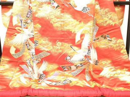 平和屋本店▼色打掛　和装　婚礼　結婚式　花嫁　神社挙式　刺繍　束ね熨斗飛鶴文　金糸　逸品　DAAR4996ya