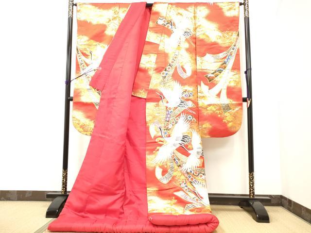 平和屋本店▼色打掛　和装　婚礼　結婚式　花嫁　神社挙式　刺繍　束ね熨斗飛鶴文　金糸　逸品　DAAR4996ya