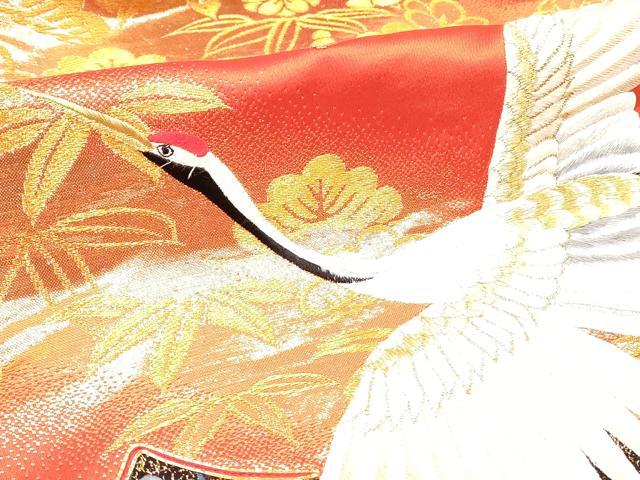 平和屋本店▼色打掛　和装　婚礼　結婚式　花嫁　神社挙式　刺繍　束ね熨斗飛鶴文　金糸　逸品　DAAR4996ya