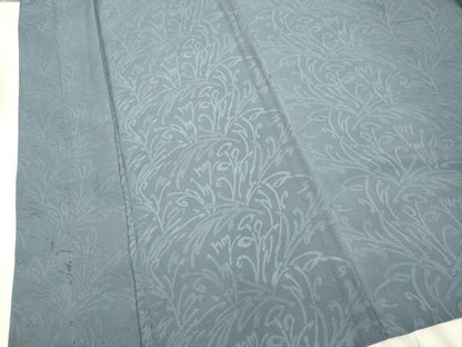 平和屋着物▽上質な色無地 単衣 草花地紋 藍鉄色 正絹 逸品 DAAR5146du
