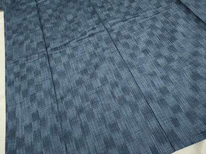 平和屋着物▽上質な紬　単衣　市松霞文　正絹　逸品　未使用　DAAR5158du