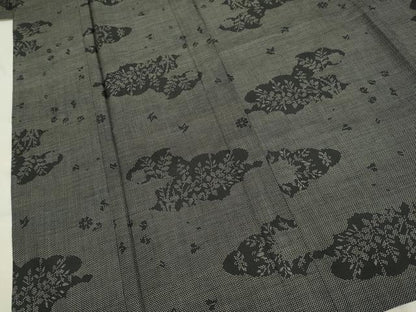 平和屋着物▽本場大島紬　単衣　7マルキ　雲取草葉文　正絹　逸品　未使用　DAAR5206du