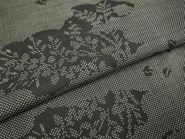 平和屋着物▽本場大島紬　単衣　7マルキ　雲取草葉文　正絹　逸品　未使用　DAAR5206du