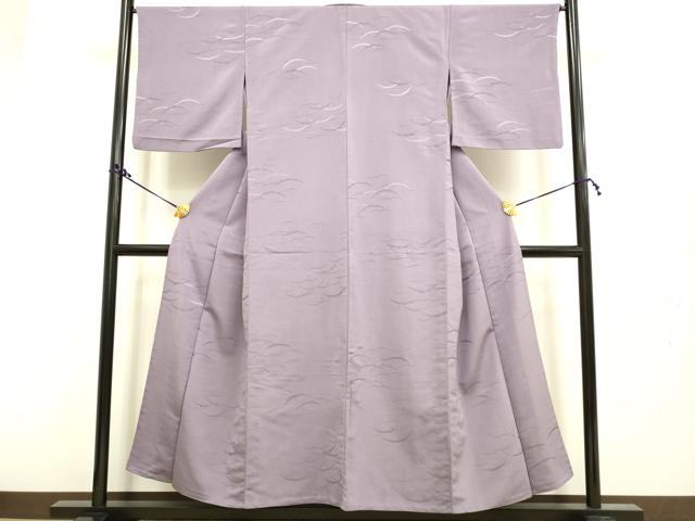 平和屋着物▽色無地 単衣 芝地紋 浅紫色 洗える着物 DAAR5289du