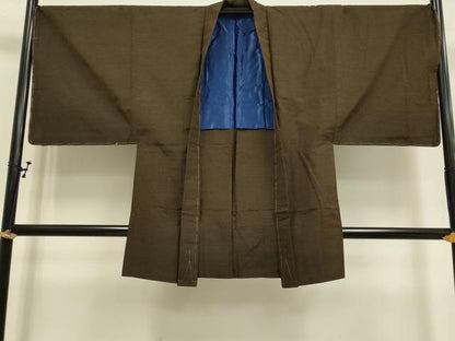 平和屋着物▽男性 紬 単衣 アンサンブル 憲房色 正絹 逸品 DAAR5469du