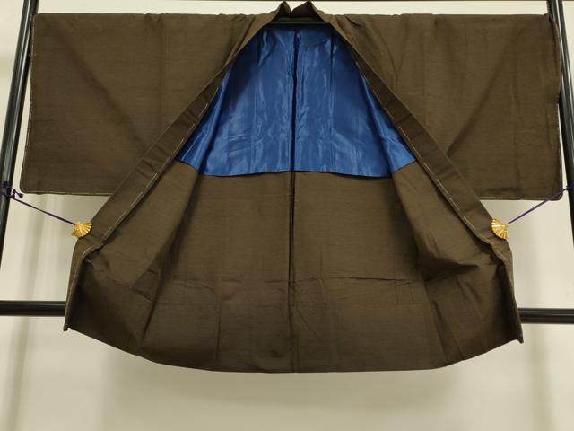 平和屋着物▽男性 紬 単衣 アンサンブル 憲房色 正絹 逸品 DAAR5469du