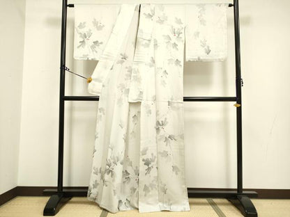 平和屋着物▽上質な小紋 単衣 手描き 葡萄蔦の葉文 正絹 逸品 DAAR5496du