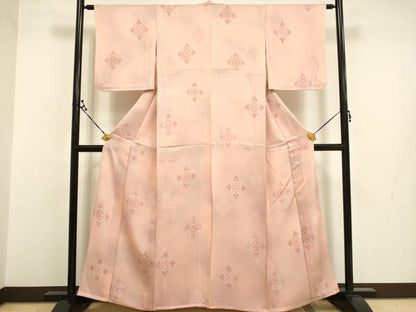 平和屋着物▽上質な小紋　単衣　地紋起こし　花菱文　暈し染め　正絹　逸品　DAAR5500du