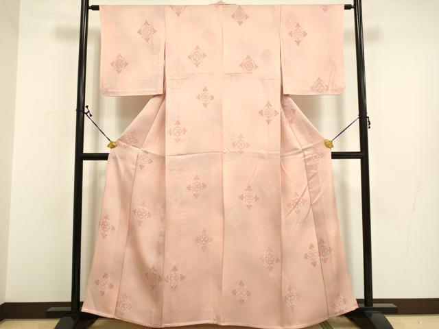 平和屋着物▽上質な小紋　単衣　地紋起こし　花菱文　暈し染め　正絹　逸品　DAAR5500du