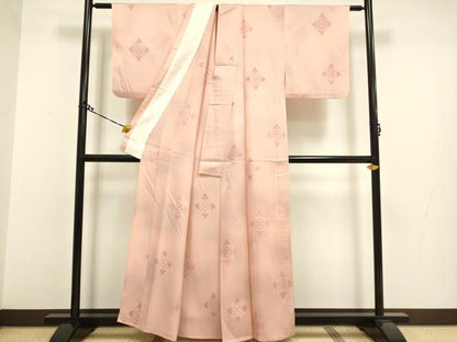 平和屋着物▽上質な小紋　単衣　地紋起こし　花菱文　暈し染め　正絹　逸品　DAAR5500du