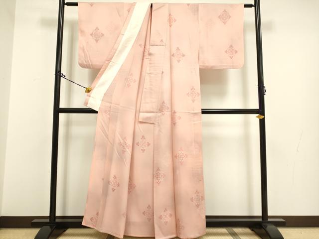 平和屋着物▽上質な小紋　単衣　地紋起こし　花菱文　暈し染め　正絹　逸品　DAAR5500du