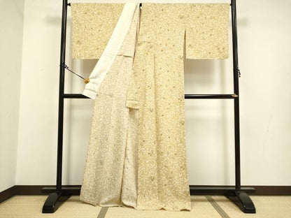 平和屋着物▽上質な小紋 単衣 草花文 さが美扱い 正絹 逸品 DAAR5503du