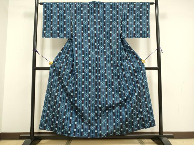 平和屋着物▽上質な紬 単衣 絣間道 正絹 逸品 DAAR5504du