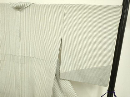 平和屋着物▽本塩沢 訪問着 単衣 縞 正絹 逸品 DAAR5505du