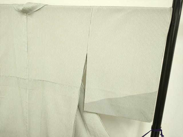 平和屋着物▽本塩沢 訪問着 単衣 縞 正絹 逸品 DAAR5505du