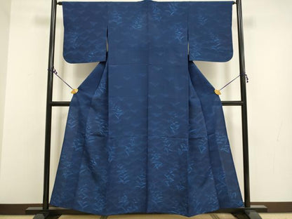 平和屋着物▽上質な小紋 単衣 草葉文 正絹 逸品 DAAR5511du