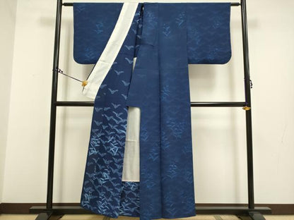 平和屋着物▽上質な小紋 単衣 草葉文 正絹 逸品 DAAR5511du