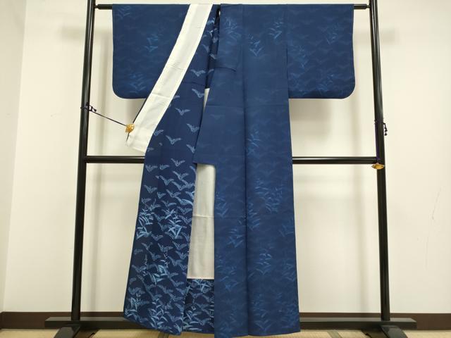 平和屋着物▽上質な小紋 単衣 草葉文 正絹 逸品 DAAR5511du