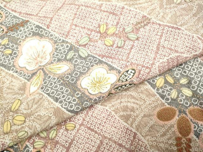 平和屋着物▽上質な小紋 単衣 鹿の子花文 松坂屋扱い 正絹 逸品 DAAR5513du