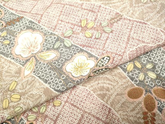 平和屋着物▽上質な小紋 単衣 鹿の子花文 松坂屋扱い 正絹 逸品 DAAR5513du