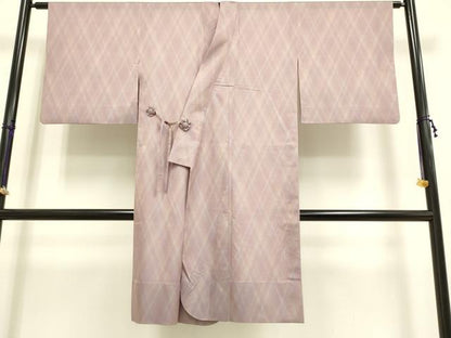 平和屋着物▽道行コート　スリーシーズン　春夏秋　塵除け　ロング丈　菱文　正絹　逸品　DAAR5518du