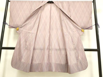 平和屋着物▽道行コート　スリーシーズン　春夏秋　塵除け　ロング丈　菱文　正絹　逸品　DAAR5518du