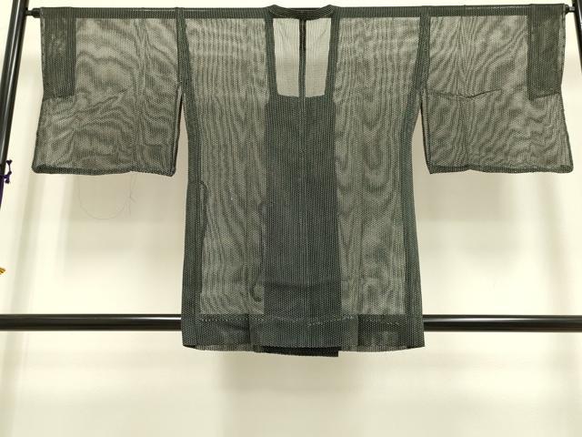 平和屋着物▽道行コート　スリーシーズン　春夏秋　塵除け　霞文　黒地　正絹　逸品　DAAR5520du