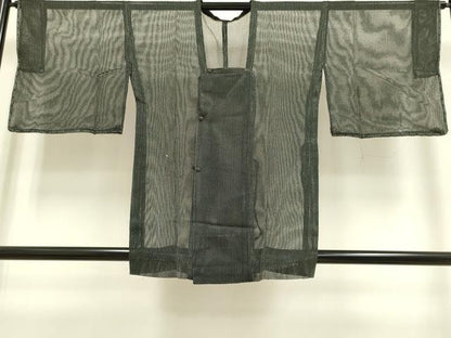 平和屋着物▽道行コート　スリーシーズン　春夏秋　塵除け　霞文　黒地　正絹　逸品　DAAR5520du
