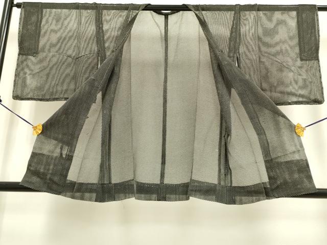 平和屋着物▽道行コート　スリーシーズン　春夏秋　塵除け　霞文　黒地　正絹　逸品　DAAR5520du