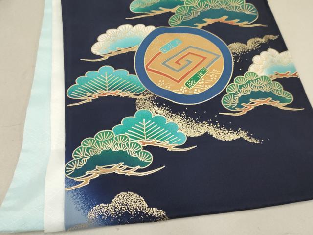 平和屋着物[]お宮参り　男の子　祝着　産着　初着　のしめ　鷹　鷲　兜　御所車松文　暈し染め　金彩　逸品　DAAR6186ma