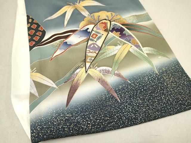 平和屋着物[]お宮参り　男の子　祝着　産着　初着　のしめ　龍　兜　笹松吉祥文　暈し染め　金銀彩　逸品　DAAR6187ma