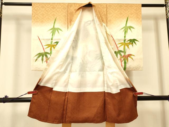 平和屋着物[]お宮参り　男の子　祝着　産着　初着　のしめ　駒刺繍　虎　笹竹文　暈し染め　金彩　逸品　DAAR6191ma