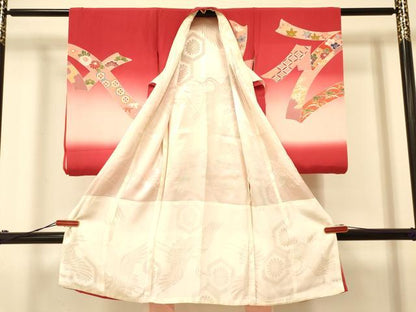 平和屋着物[]お宮参り　女の子　祝着　産着　初着　のしめ　束ね熨斗吉祥花文　暈し染め　金彩　逸品　DAAR6194ma